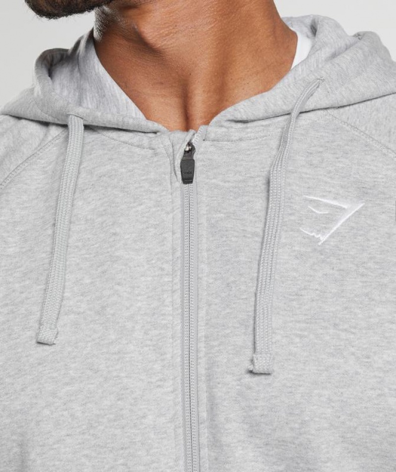 Hoodies Gymshark Crest Zip Up Hoodie Gris Claro | OTSWN7918