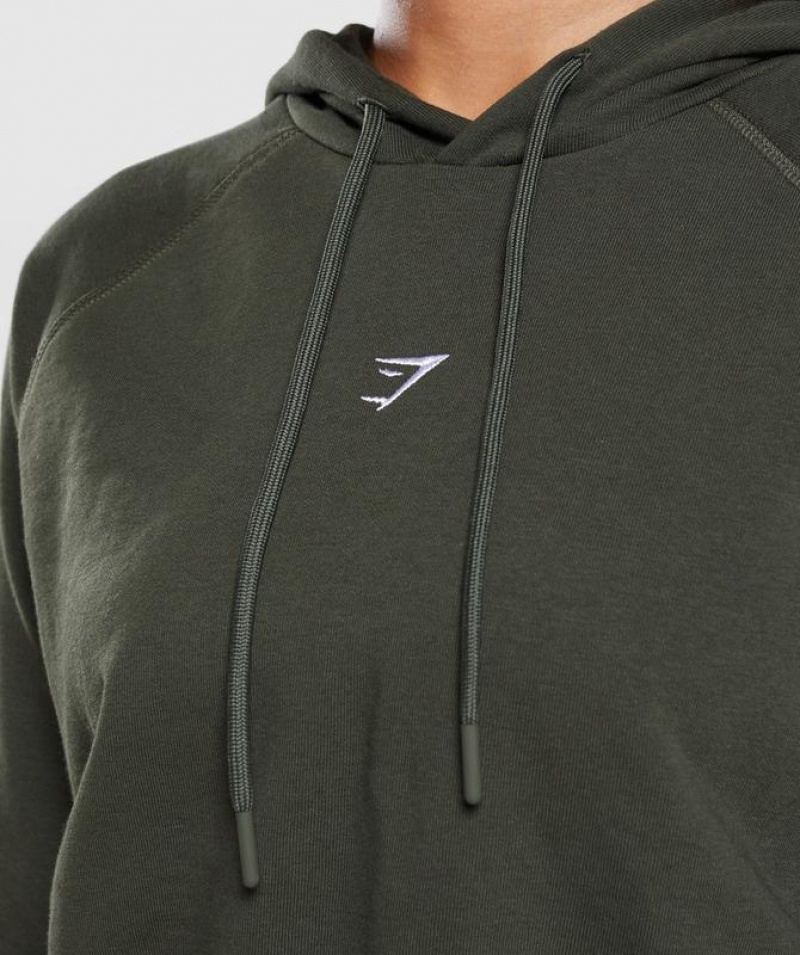 Hoodies Gymshark Entrenamiento Crop Hoodie Verde Oliva Oscuro Verde | BCMNF5017