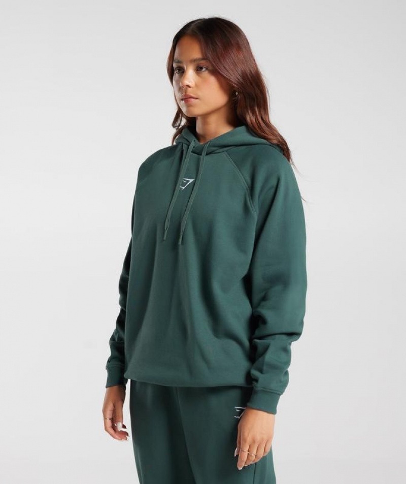 Hoodies Gymshark Entrenamiento Oversized Fleece Hoodie Verde | PDSUZ5492