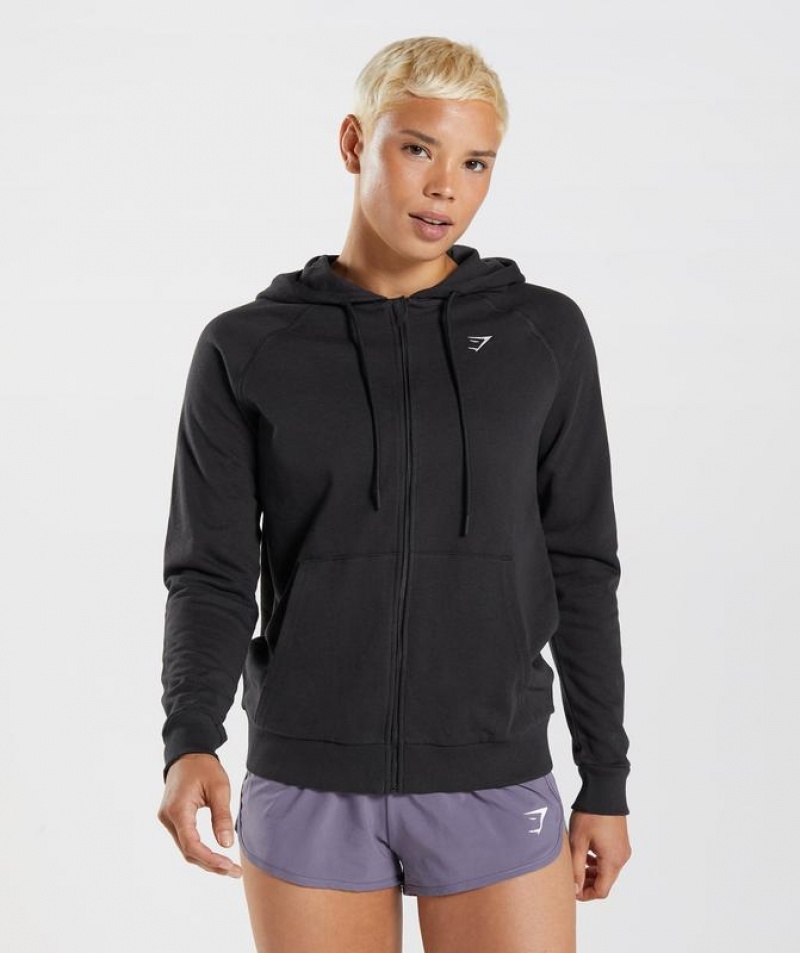 Hoodies Gymshark Entrenamiento Zip Hoodie Negras | FTOZL1865