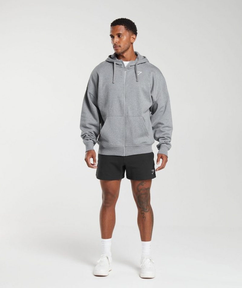 Hoodies Gymshark Essential Oversized Zip Up Hoodie Gris | VLCBX5723