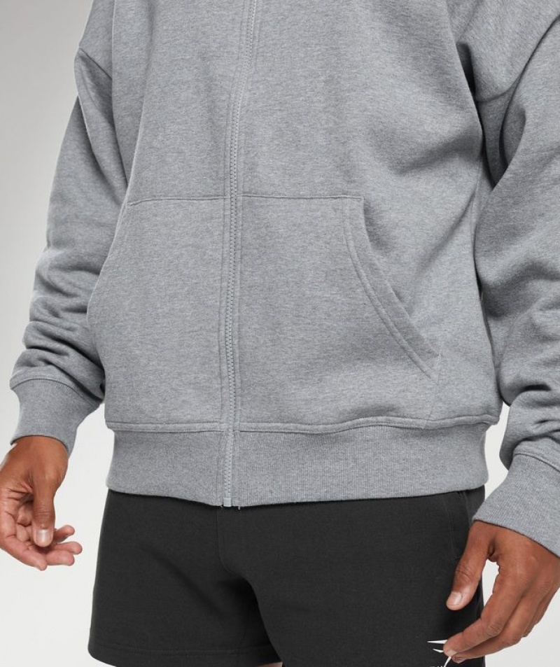 Hoodies Gymshark Essential Oversized Zip Up Hoodie Gris | VLCBX5723