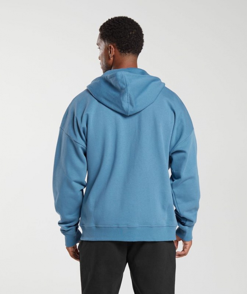 Hoodies Gymshark Essential Oversized Zip Up Hoodie Azules | CLTHJ3894