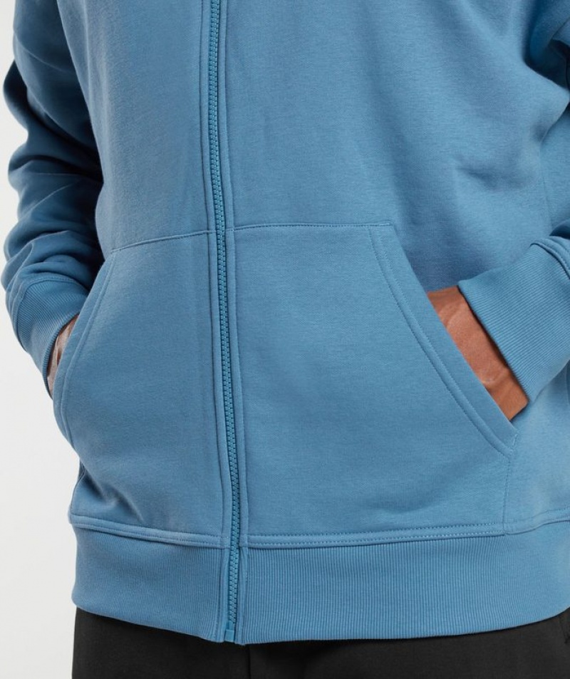 Hoodies Gymshark Essential Oversized Zip Up Hoodie Azules | CLTHJ3894