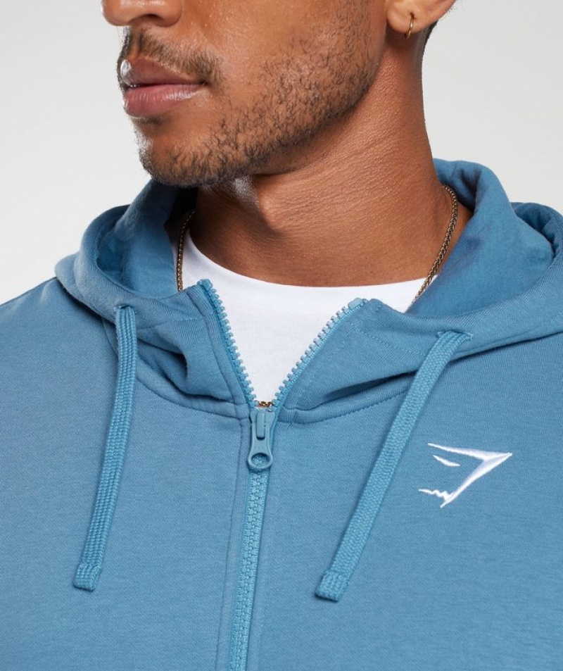 Hoodies Gymshark Essential Oversized Zip Up Hoodie Azules | CLTHJ3894