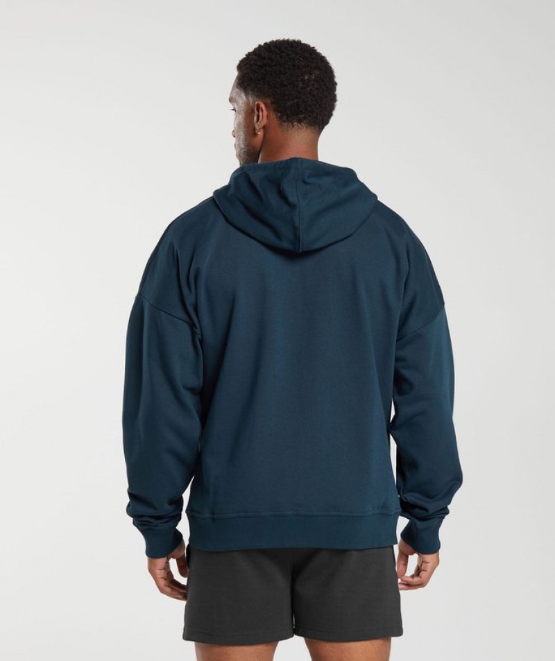 Hoodies Gymshark Essential Oversized Zip Up Hoodie Azul Marino | ICHWZ6382