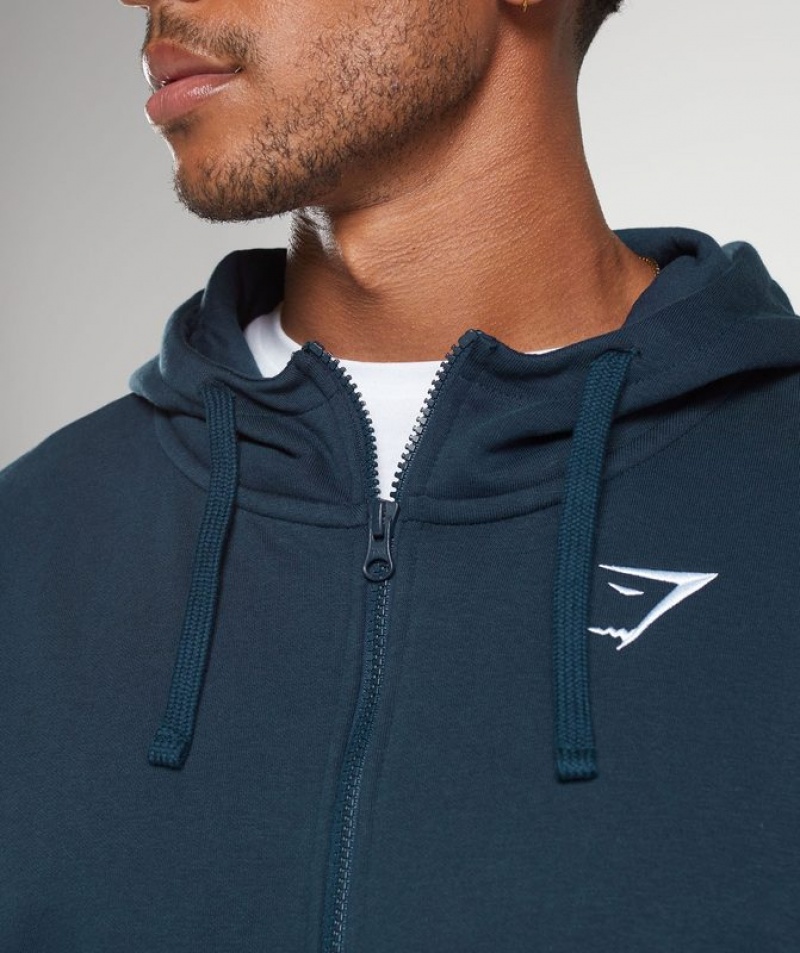 Hoodies Gymshark Essential Oversized Zip Up Hoodie Azul Marino | ICHWZ6382