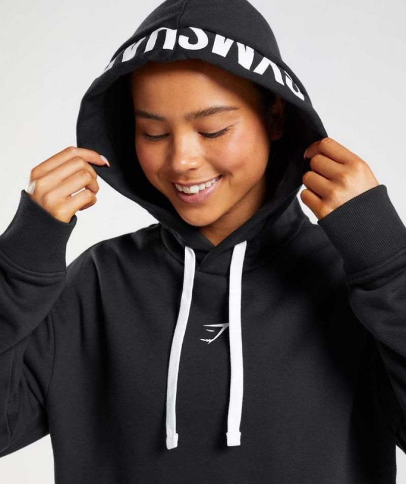 Hoodies Gymshark Fraction Hoodie Black/White | KBYNE0138