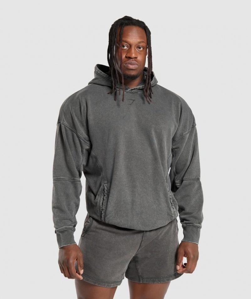 Hoodies Gymshark Heritage Washed Hoodie Gris | BDVNP1067