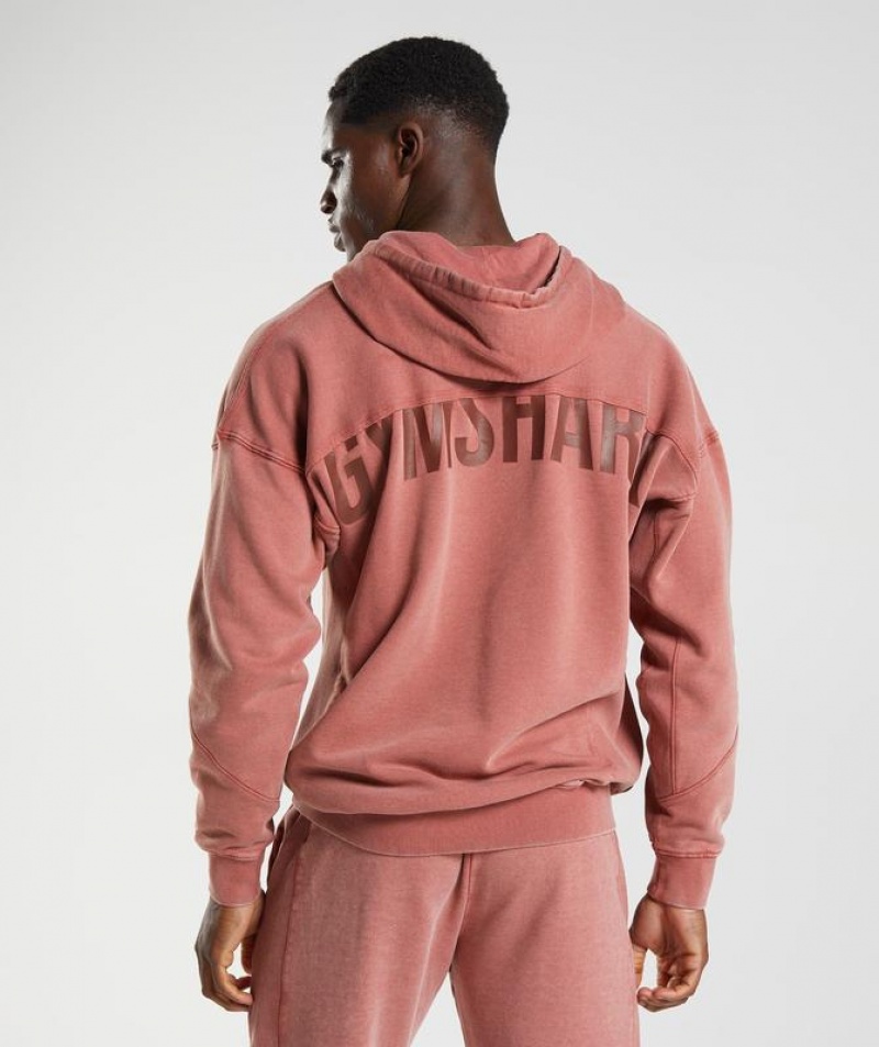 Hoodies Gymshark Power Washed Hoodie Rosas Marrones | WUGNT5916