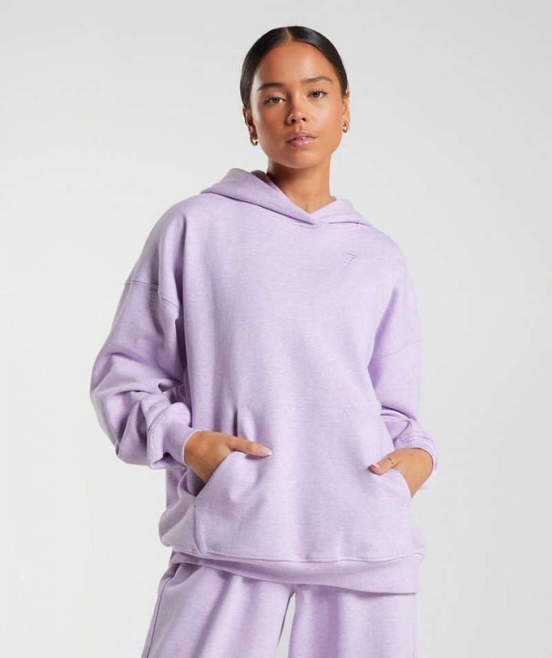 Hoodies Gymshark Rest Day Sweats Hoodie Aura Lilac Marl | DQUFR8039