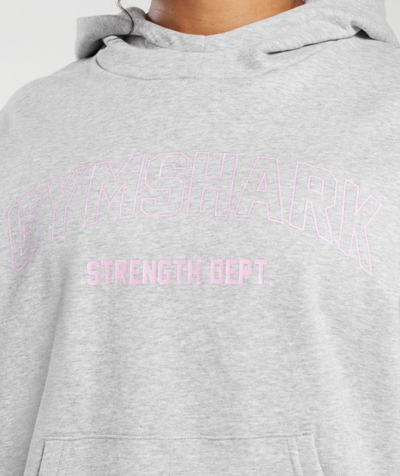 Hoodies Gymshark Strength Department Estampadas Hoodie Gris Claro | QLFZY5813