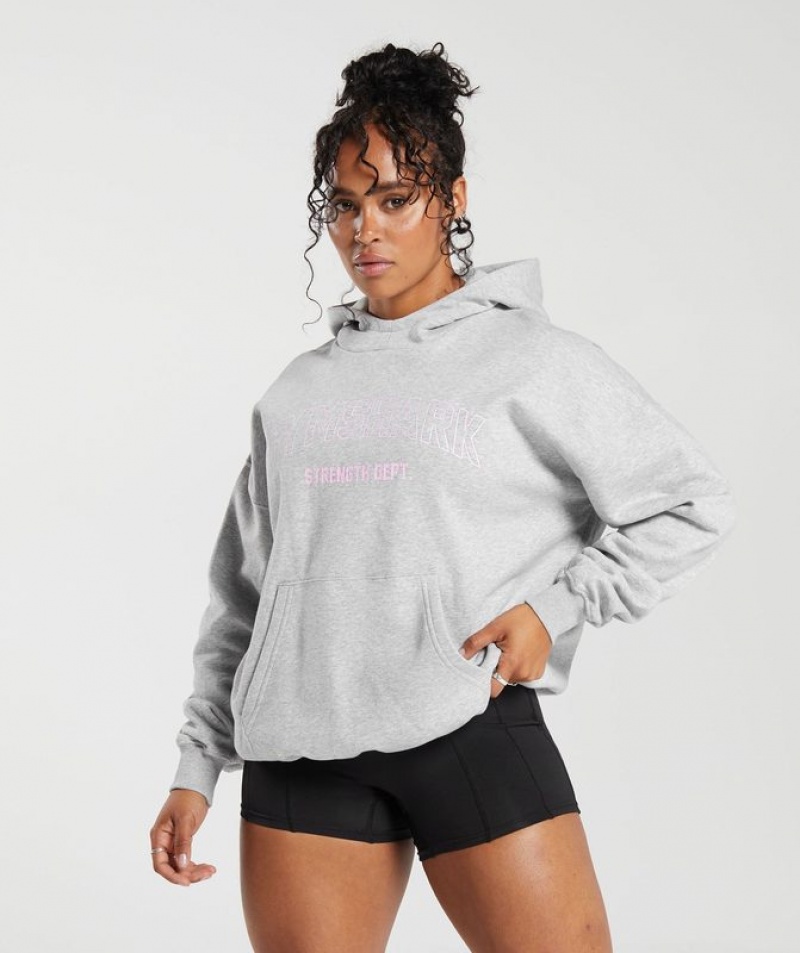 Hoodies Gymshark Strength Department Estampadas Hoodie Gris Claro | QLFZY5813