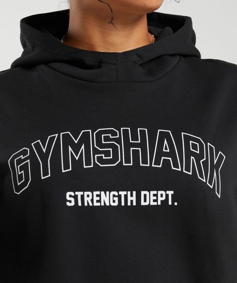 Hoodies Gymshark Strength Department Estampadas Hoodie Negras | IVDYN4037