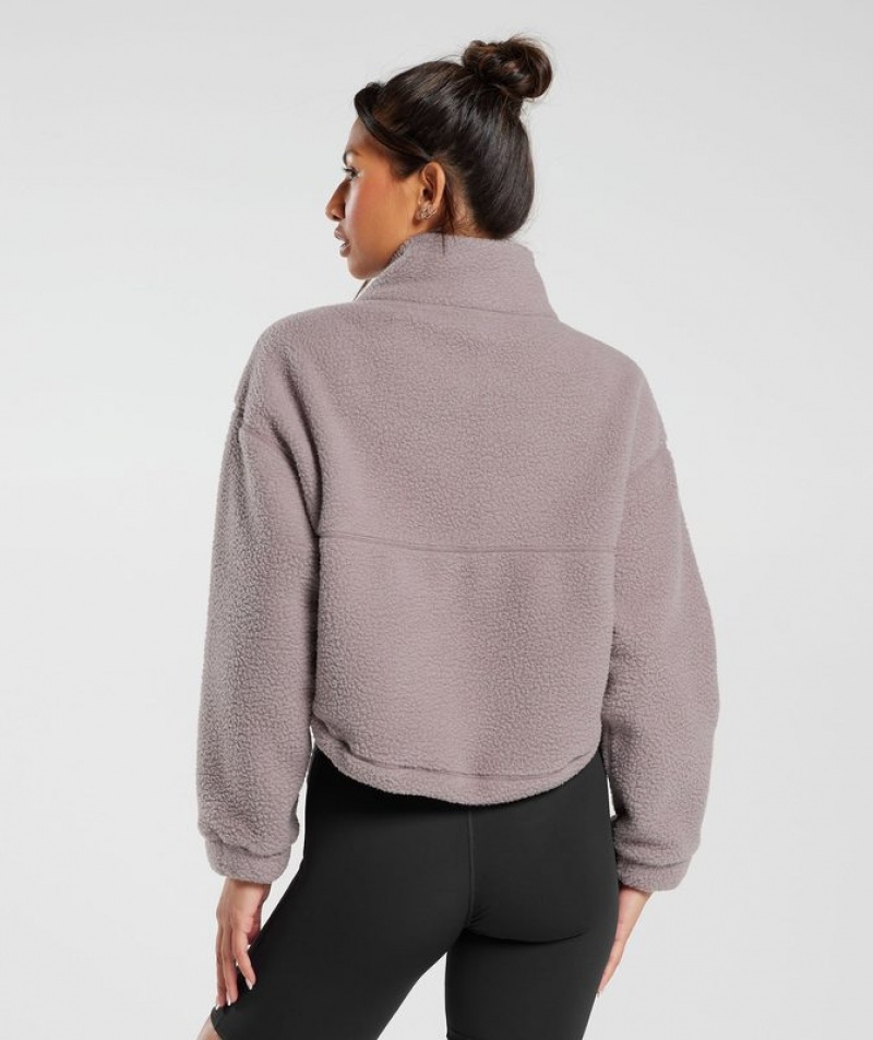 Jackets / Outerwear Gymshark Elevate Fleece Midi Jacket Washed Mauve | HAXTZ9483