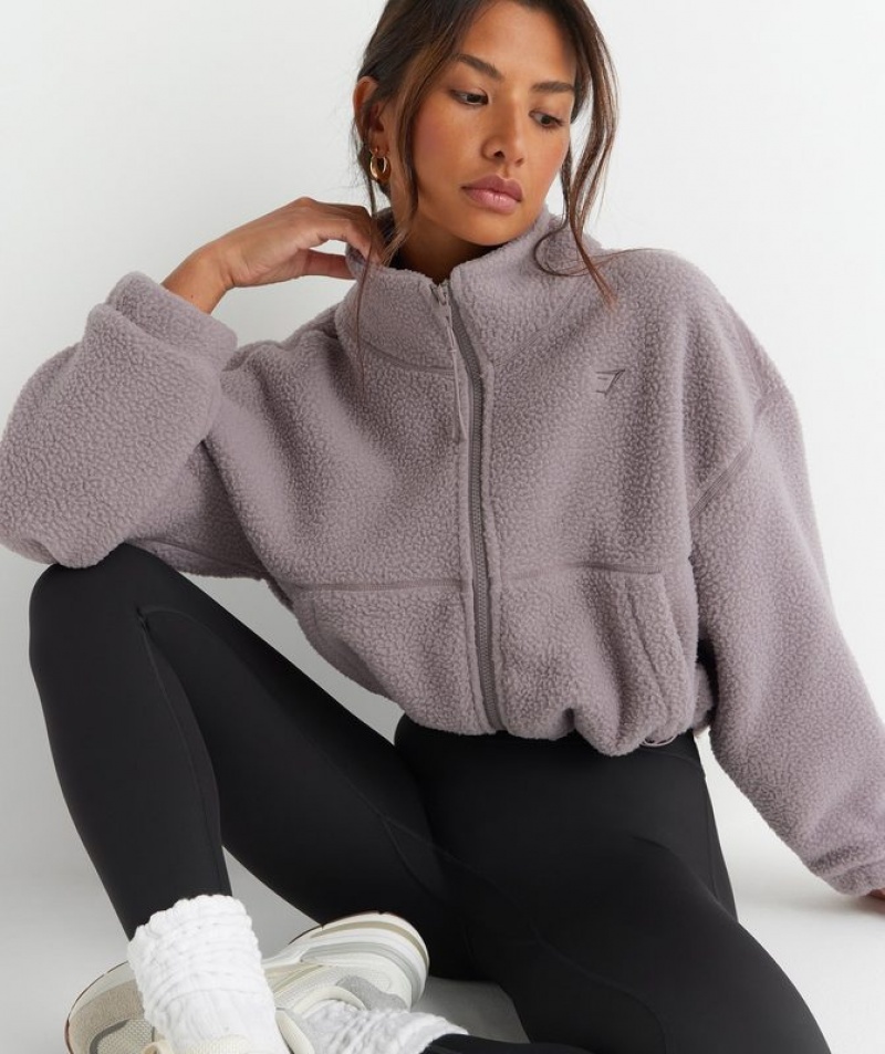 Jackets / Outerwear Gymshark Elevate Fleece Midi Jacket Washed Mauve | HAXTZ9483