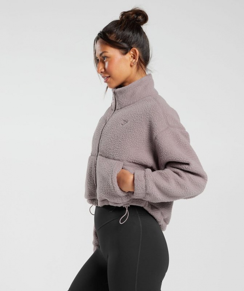 Jackets / Outerwear Gymshark Elevate Fleece Midi Jacket Washed Mauve | HAXTZ9483