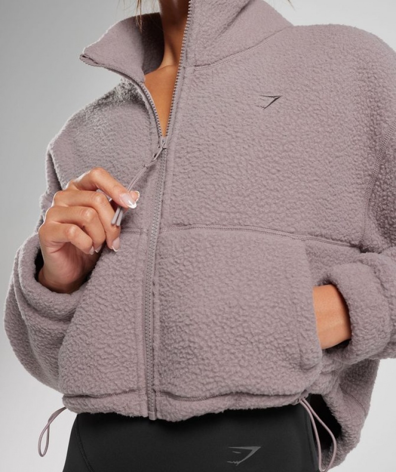 Jackets / Outerwear Gymshark Elevate Fleece Midi Jacket Washed Mauve | HAXTZ9483