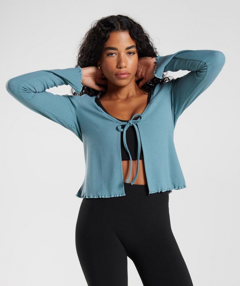 Jackets / Outerwear Gymshark Pause Cardigan Azules | RKQWU5417