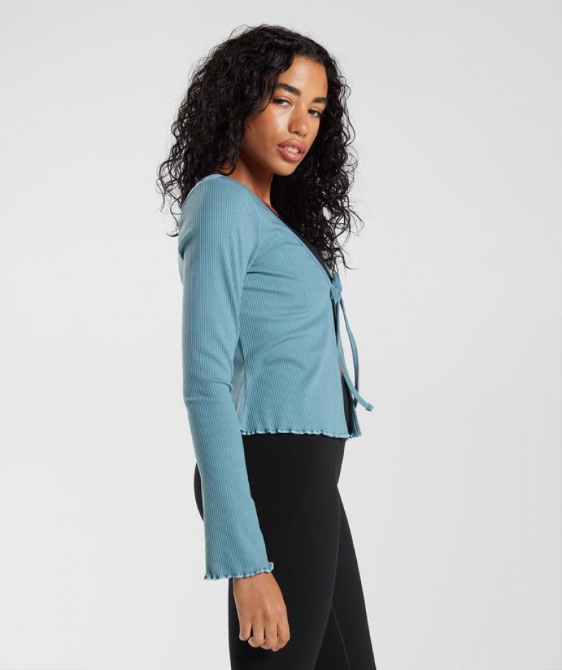 Jackets / Outerwear Gymshark Pause Cardigan Azules | RKQWU5417