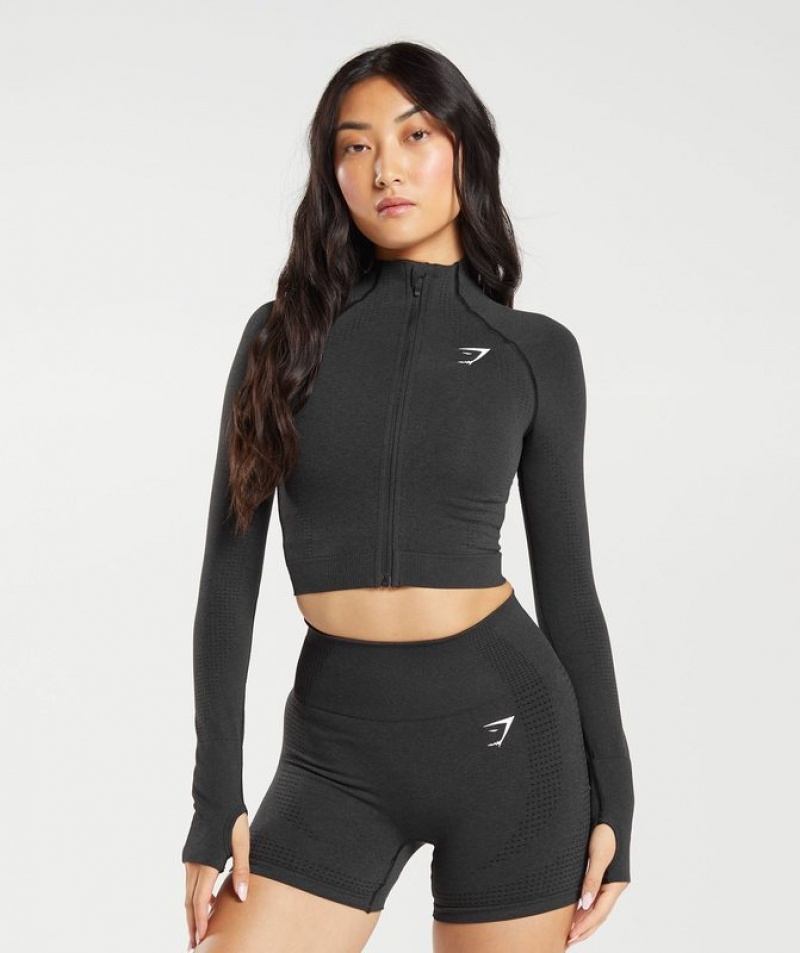 Jackets / Outerwear Gymshark Vital Seamless 2.0 Midi Zip Up Jacket Negras | PKCUQ8502