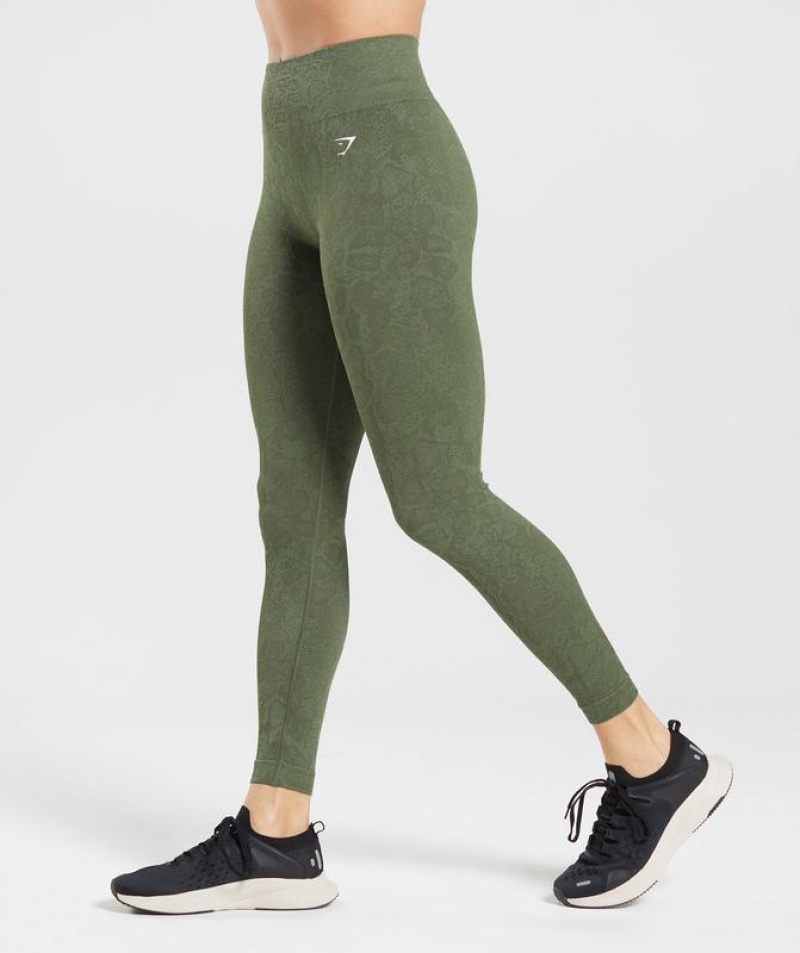 Leggins Gymshark Adapt Animal Seamless Leggings Verde Oliva | YEIPN0176