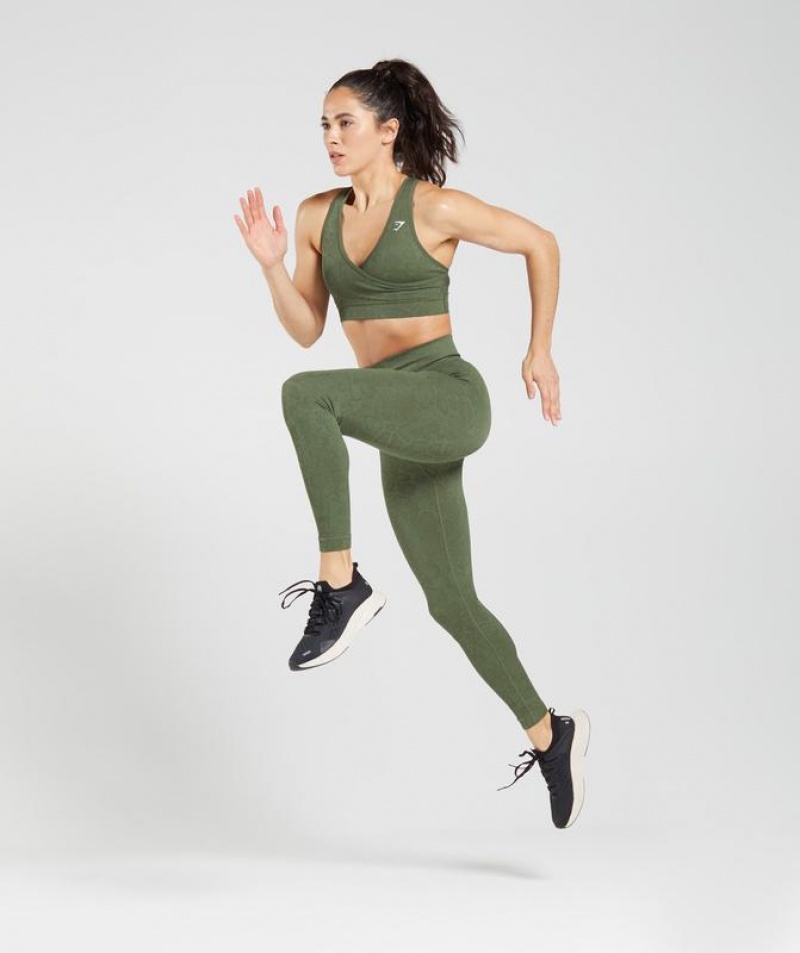 Leggins Gymshark Adapt Animal Seamless Leggings Verde Oliva | YEIPN0176