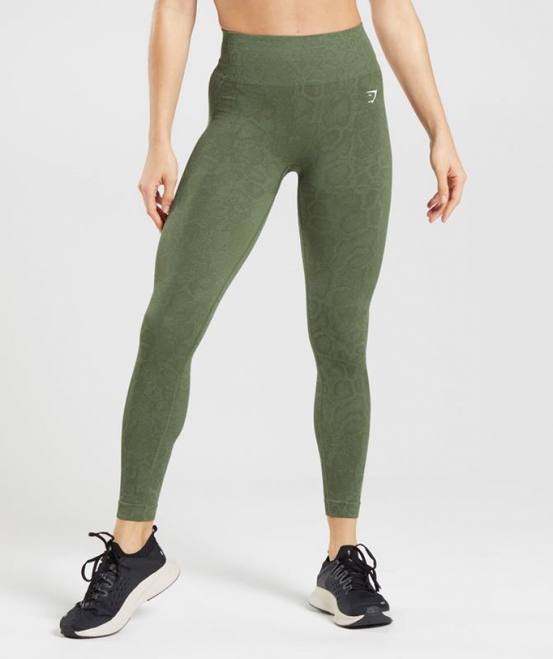 Leggins Gymshark Adapt Animal Seamless Leggings Verde Oliva | YEIPN0176