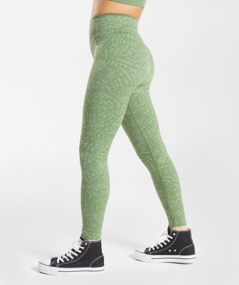 Leggins Gymshark Adapt Animal Seamless Leggings Verde | HLQSX8105