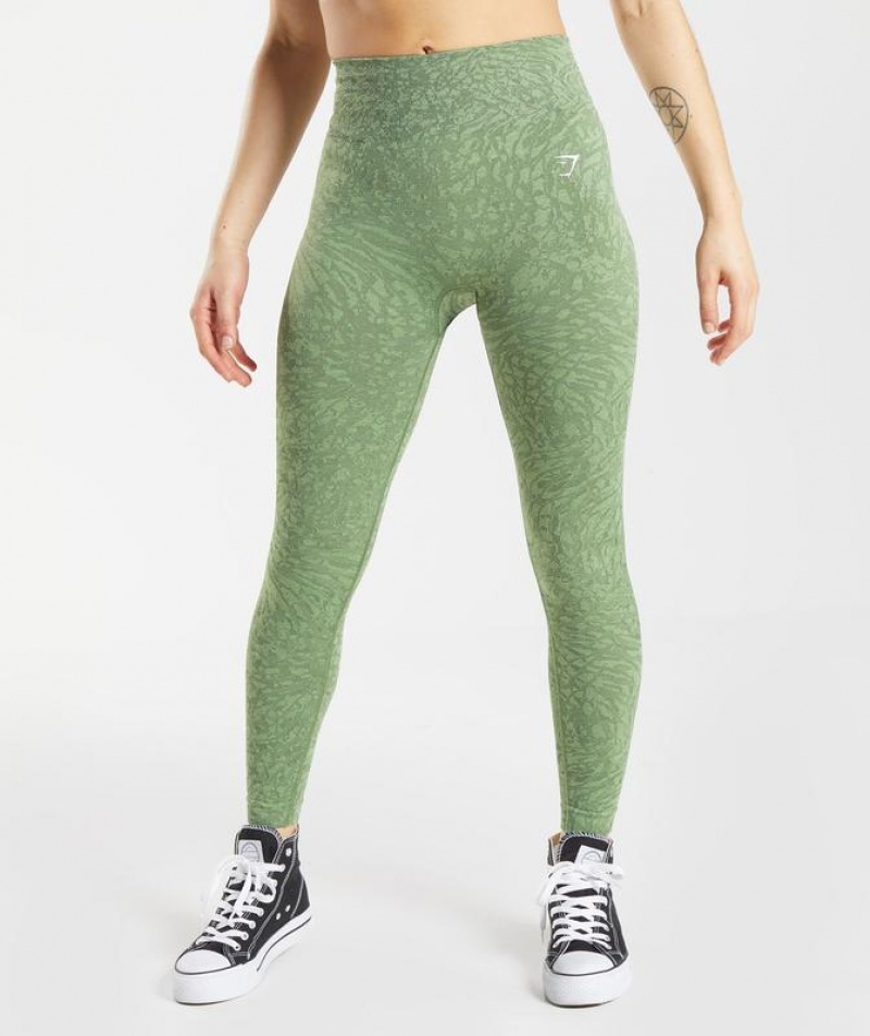 Leggins Gymshark Adapt Animal Seamless Leggings Verde | HLQSX8105