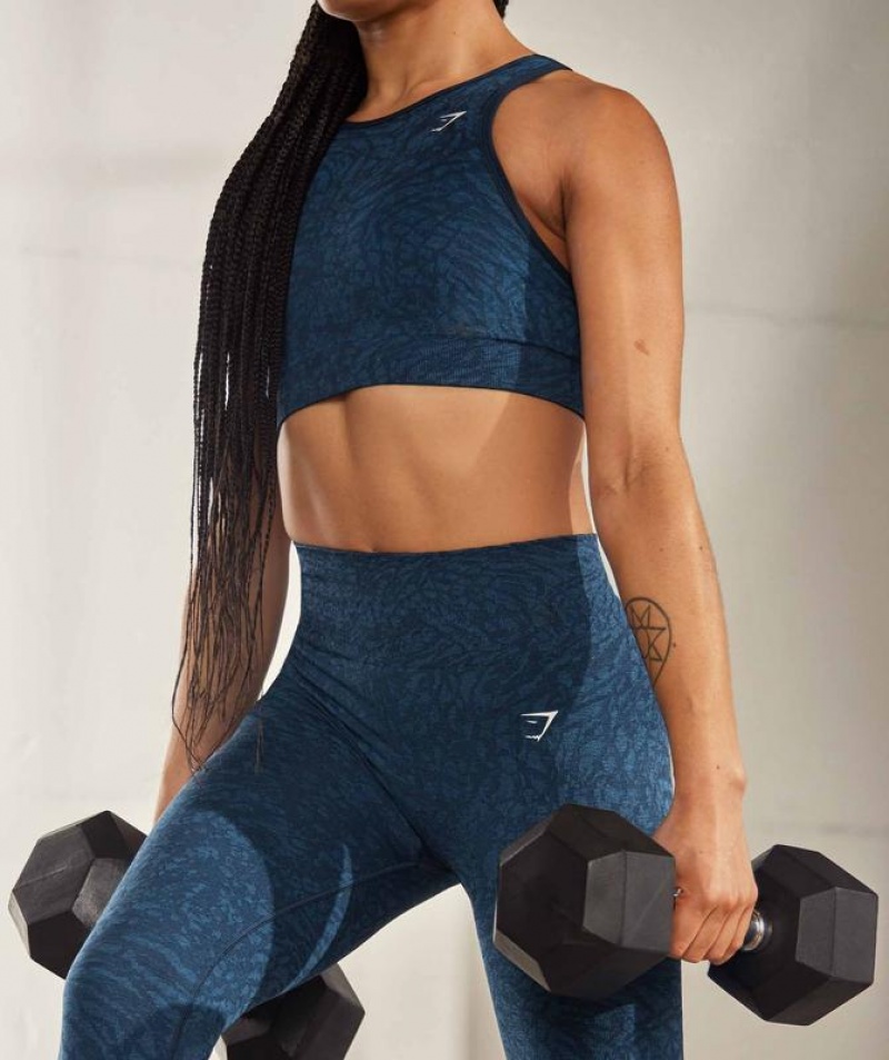 Leggins Gymshark Adapt Animal Seamless Leggings Azul Marino | KBRXL7890