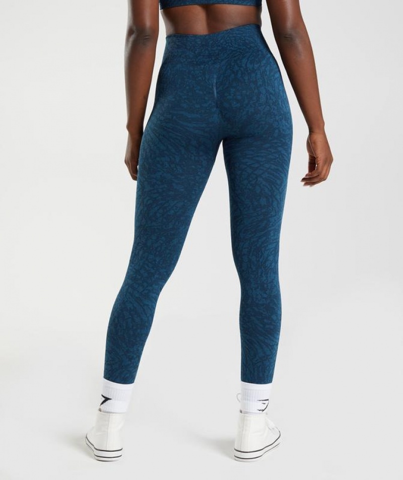 Leggins Gymshark Adapt Animal Seamless Leggings Azul Marino | KBRXL7890