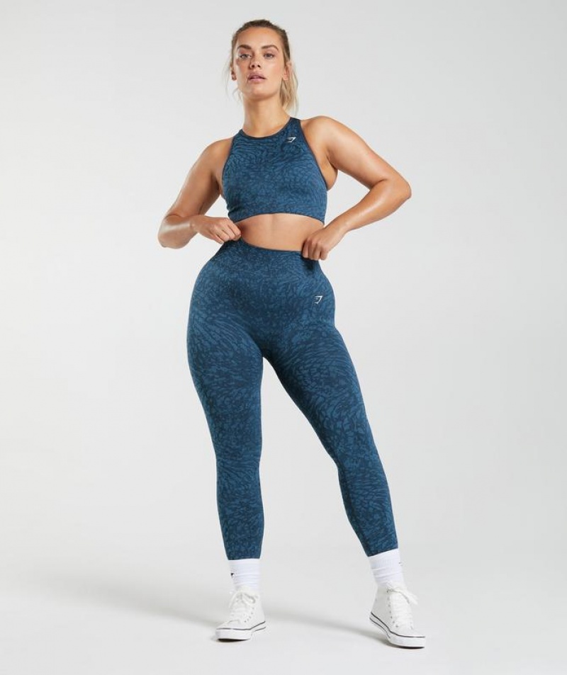 Leggins Gymshark Adapt Animal Seamless Leggings Azul Marino | KBRXL7890