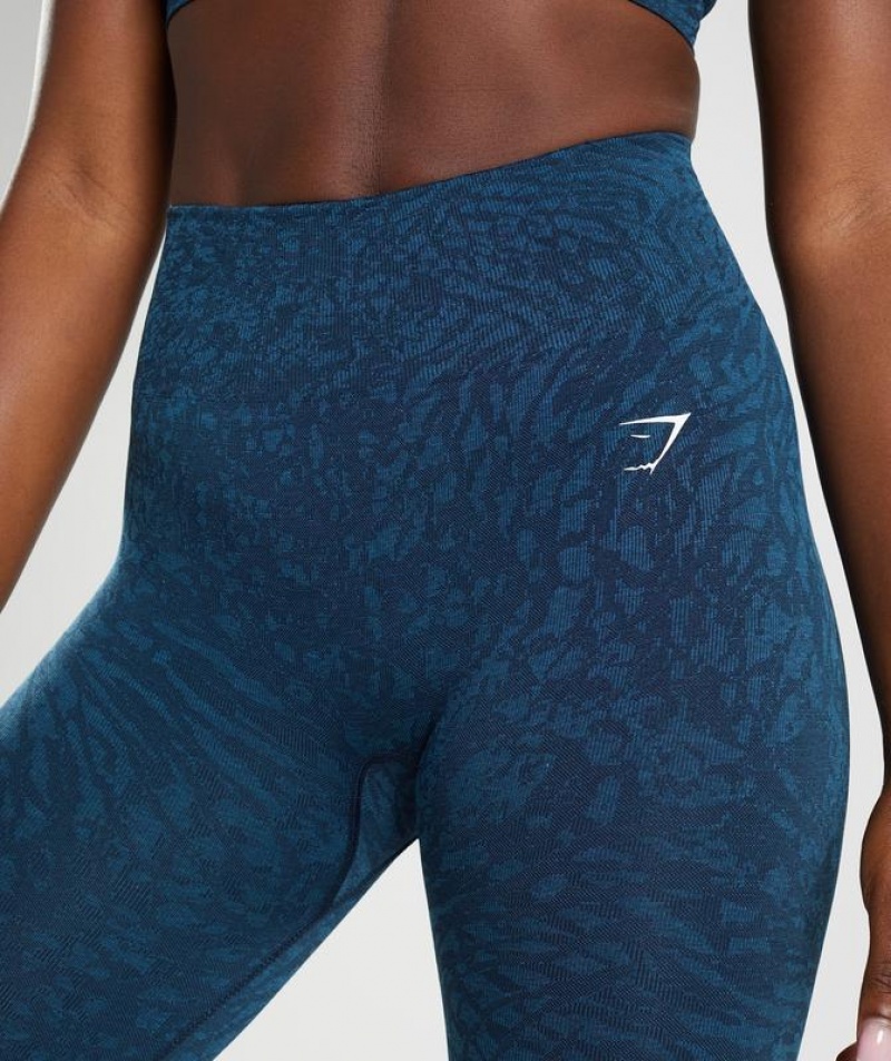 Leggins Gymshark Adapt Animal Seamless Leggings Azul Marino | KBRXL7890