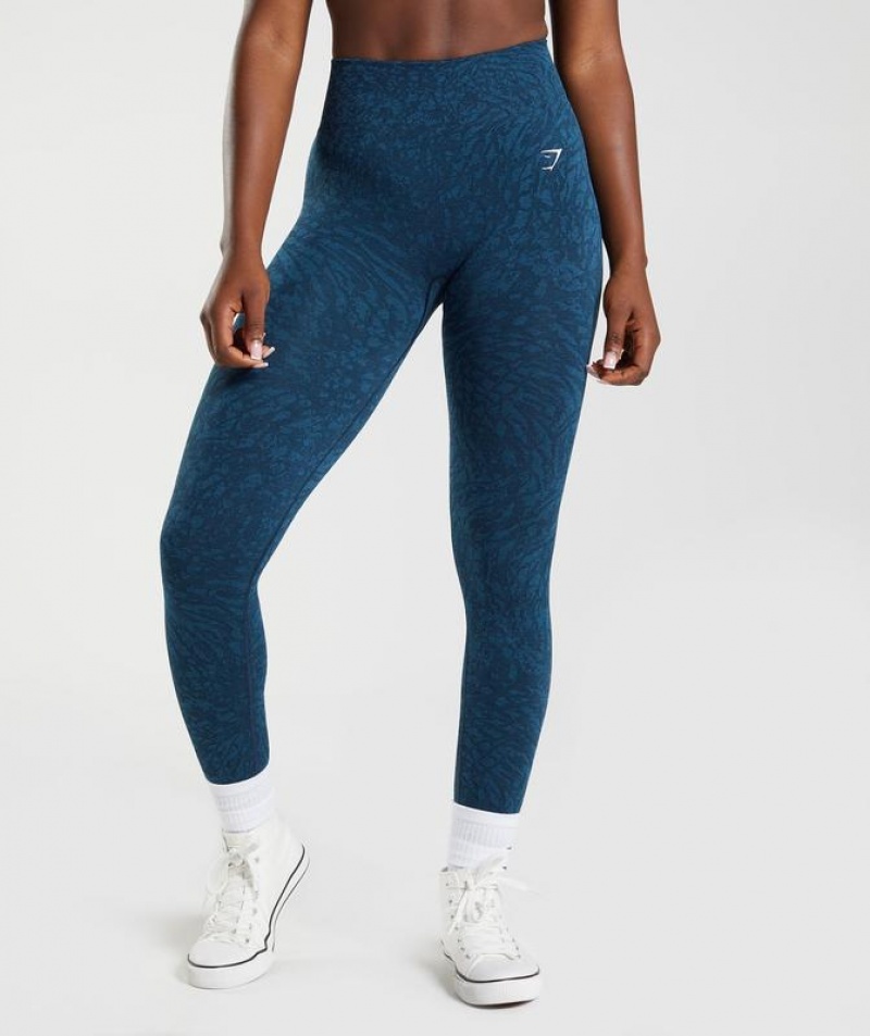 Leggins Gymshark Adapt Animal Seamless Leggings Azul Marino | KBRXL7890