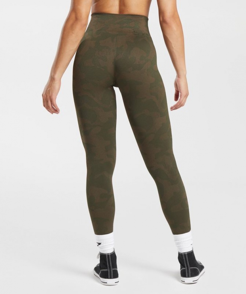 Leggins Gymshark Adapt Camo Seamless Acanalado Leggings Marrones | DVFXU4693