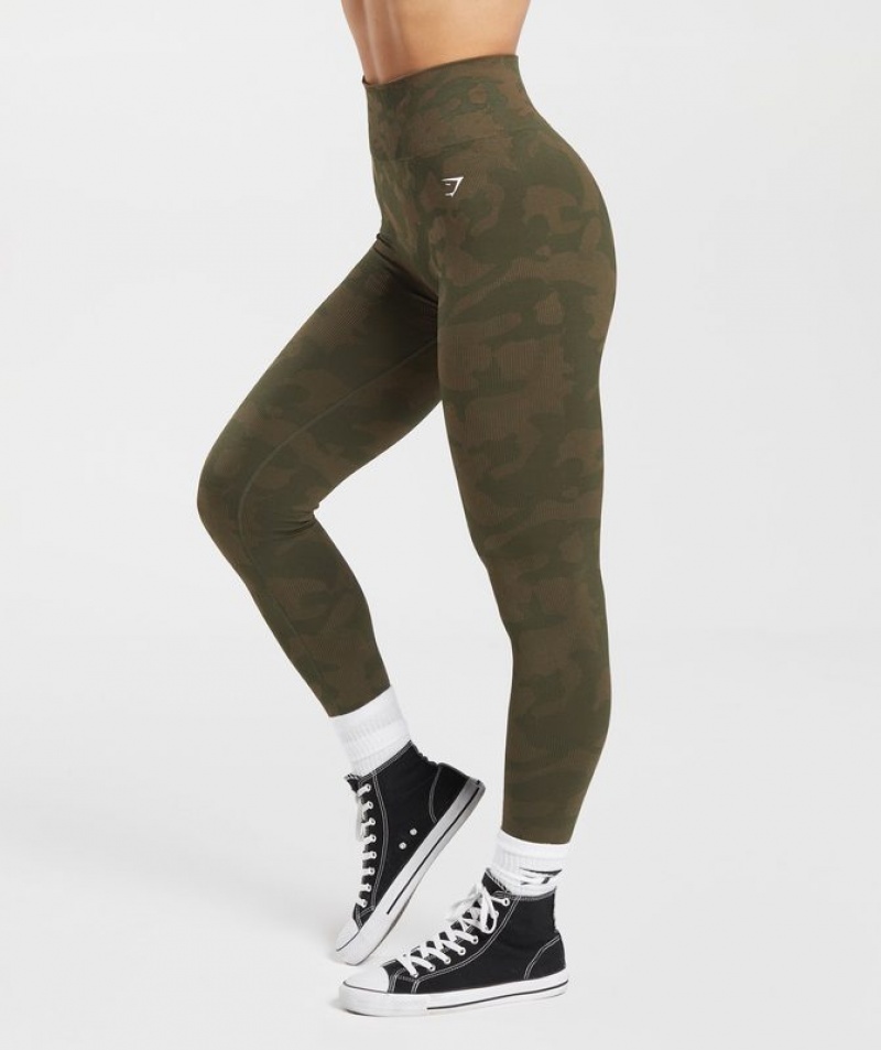 Leggins Gymshark Adapt Camo Seamless Acanalado Leggings Marrones | DVFXU4693