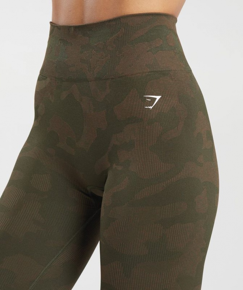 Leggins Gymshark Adapt Camo Seamless Acanalado Leggings Marrones | DVFXU4693