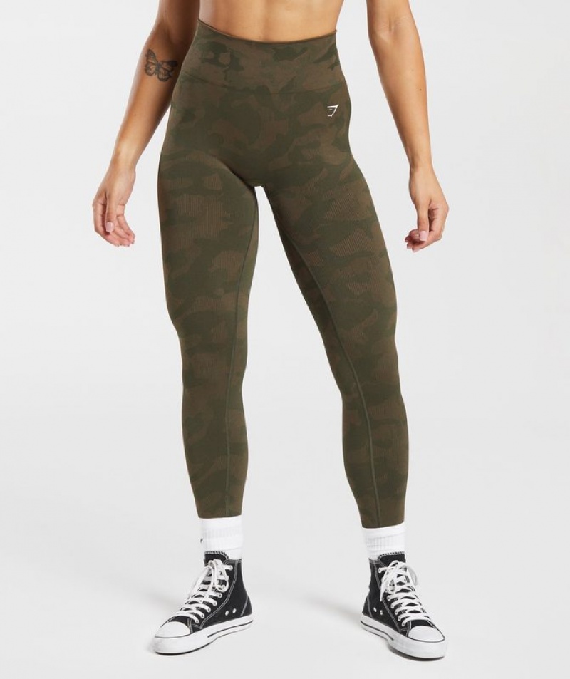 Leggins Gymshark Adapt Camo Seamless Acanalado Leggings Marrones | DVFXU4693