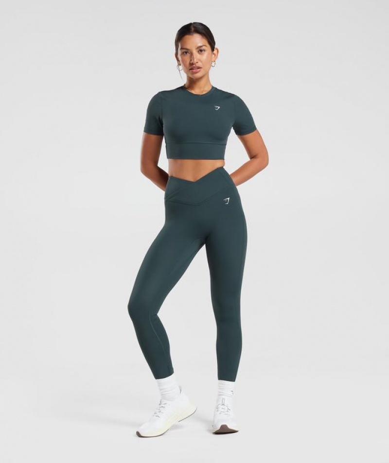 Leggins Gymshark Crossover Leggings Darkest Teal | CASHE2489