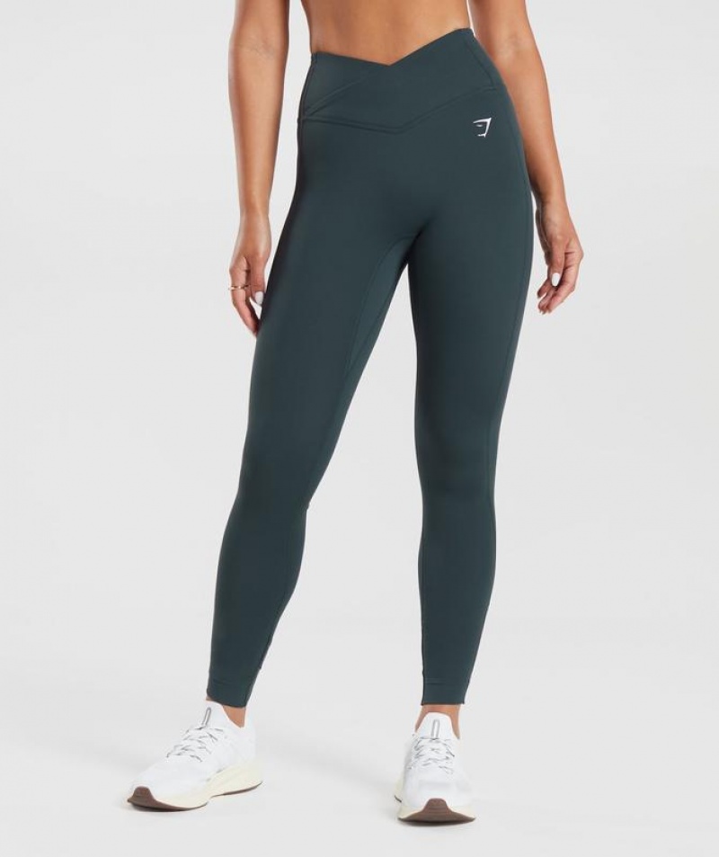 Leggins Gymshark Crossover Leggings Darkest Teal | CASHE2489