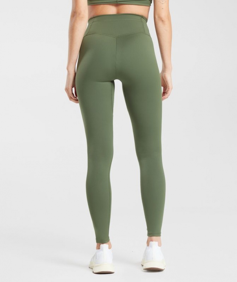 Leggins Gymshark Everyday V Waistband Leggings Verde Oliva | UAKJR9518