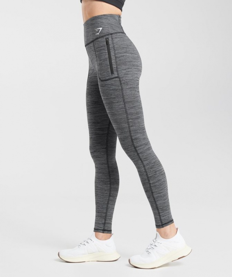 Leggins Gymshark Fleece Forro Pocket Leggings Gris | BKQCE3276