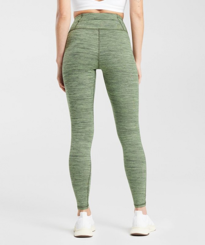 Leggins Gymshark Fleece Forro Pocket Leggings Verde | TZICQ4127