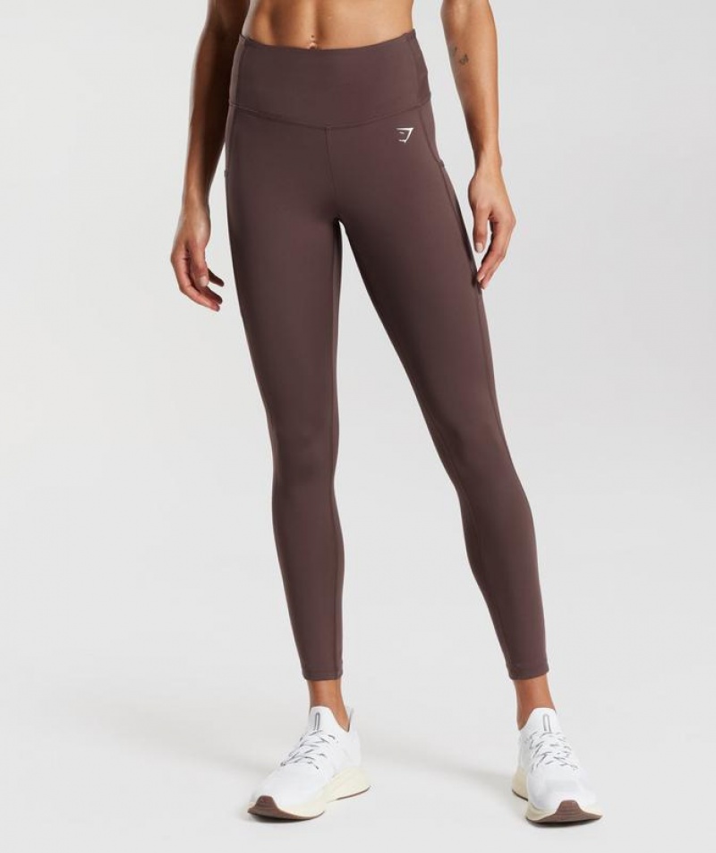 Leggins Gymshark Pocket Leggings Chocolate Marrones | HPFUA3975