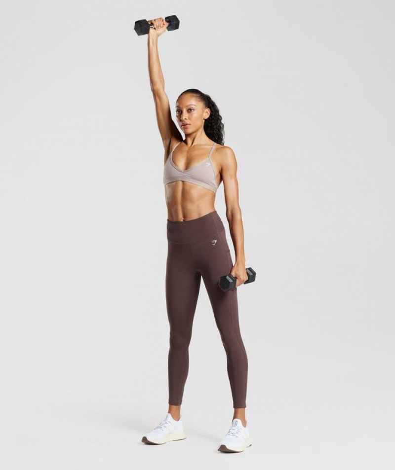 Leggins Gymshark Pocket Leggings Chocolate Marrones | HPFUA3975