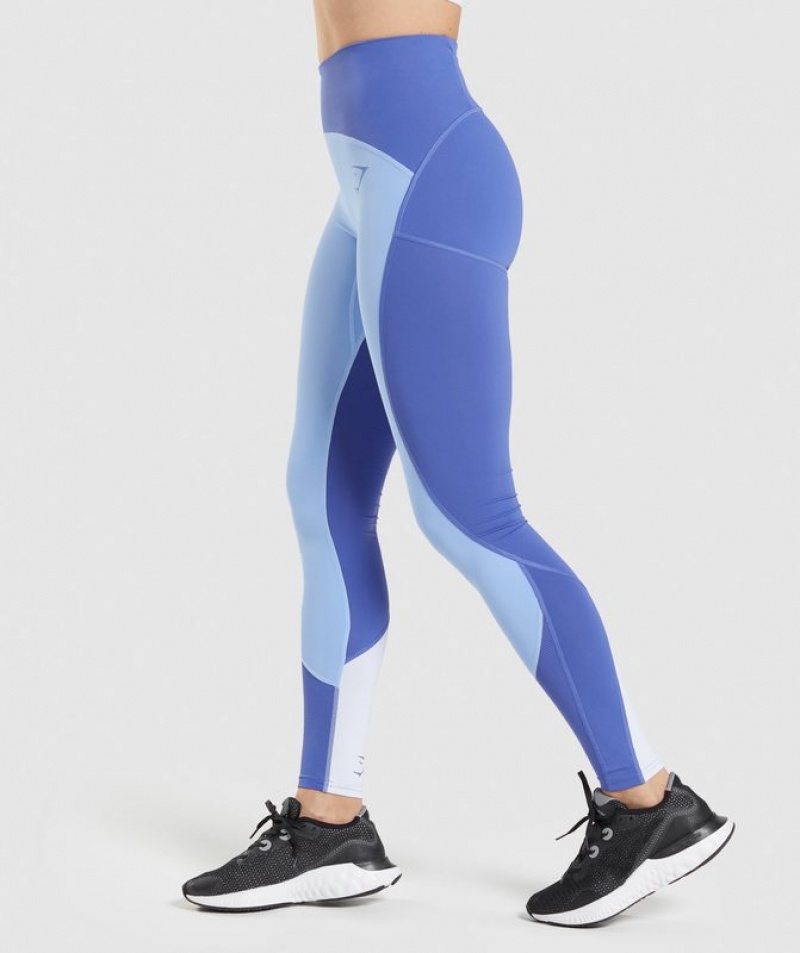 Leggins Gymshark Pulse Mesh Leggings Court Blue/Moonstone Blue/White | ILOXJ3097