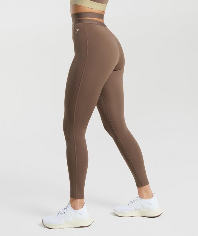 Leggins Gymshark Tiras Waistband Leggings Marrones | MVQEO9860