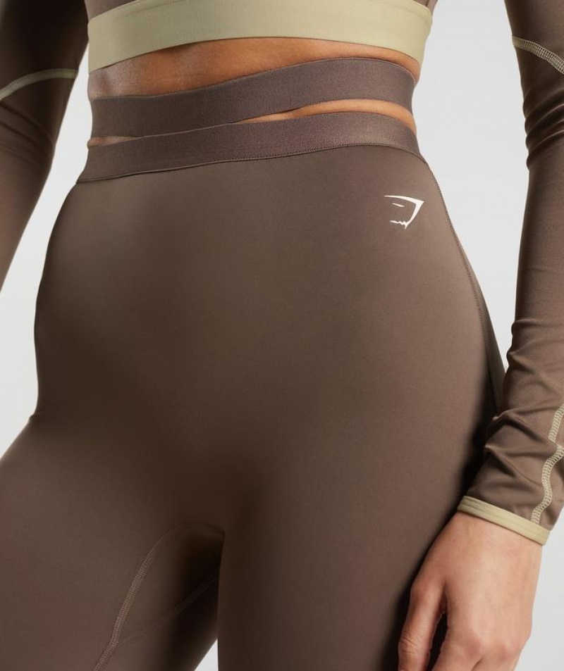 Leggins Gymshark Tiras Waistband Leggings Marrones | MVQEO9860