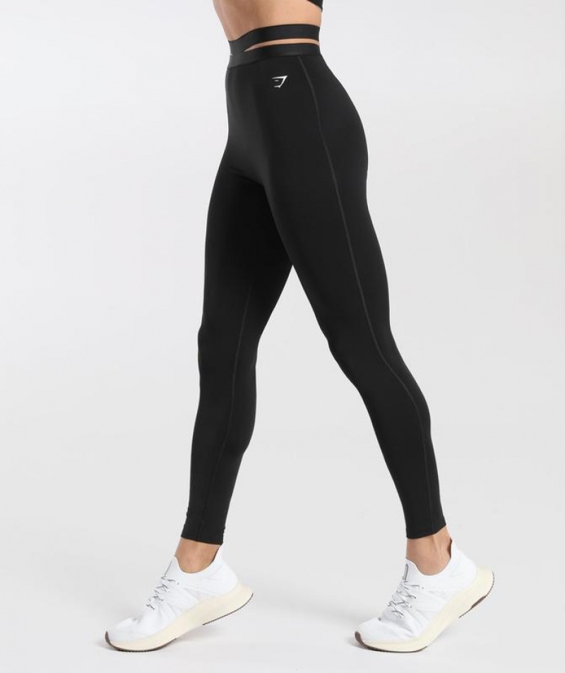 Leggins Gymshark Tiras Waistband Leggings Negras | RUOGE1690